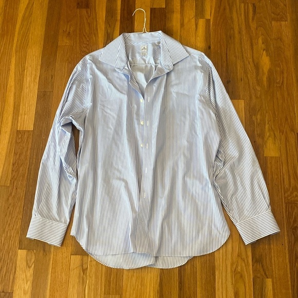 Peter Millar Men’s Blue and White Striped Button Down Shirt Size 17.5 - Picture 1 of 9